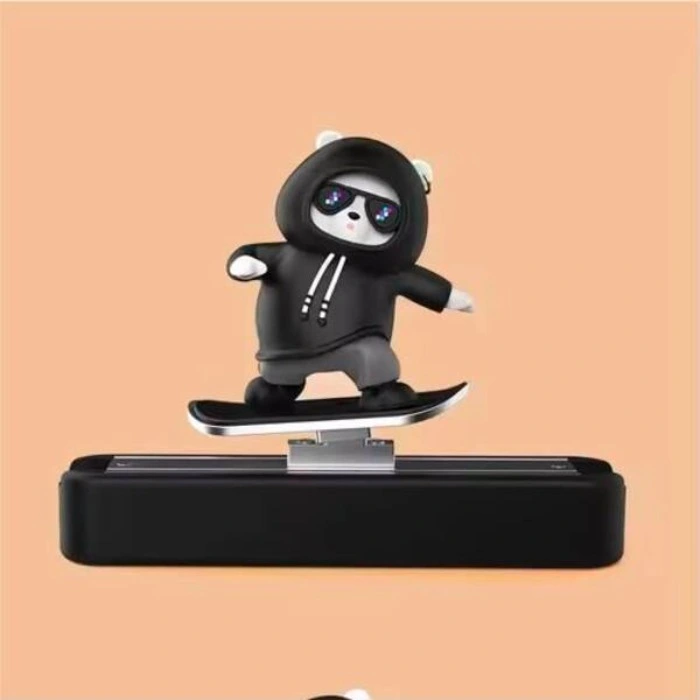 Cartoon Bear Skateboarding Car Parking Number Dashboard Interior Decoration Ornament